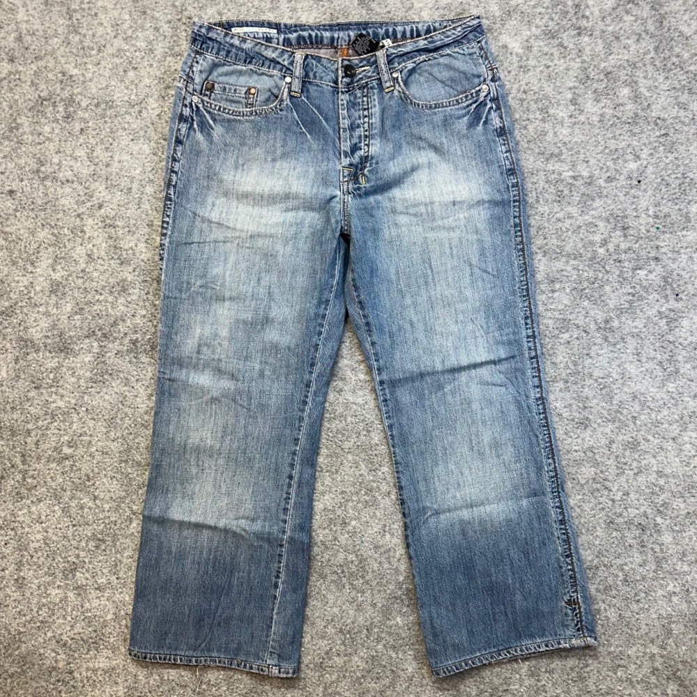 Buffalo Jett Jeans Mens 32 Blue Excellent Straight Leg Studded Vintage Wash